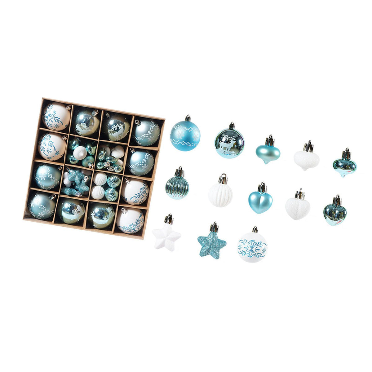 Xmas Ball Ornaments Supplies Plating Portable Plastic Decorative Baubles Champagne Balls for Porch Indoor Blue White