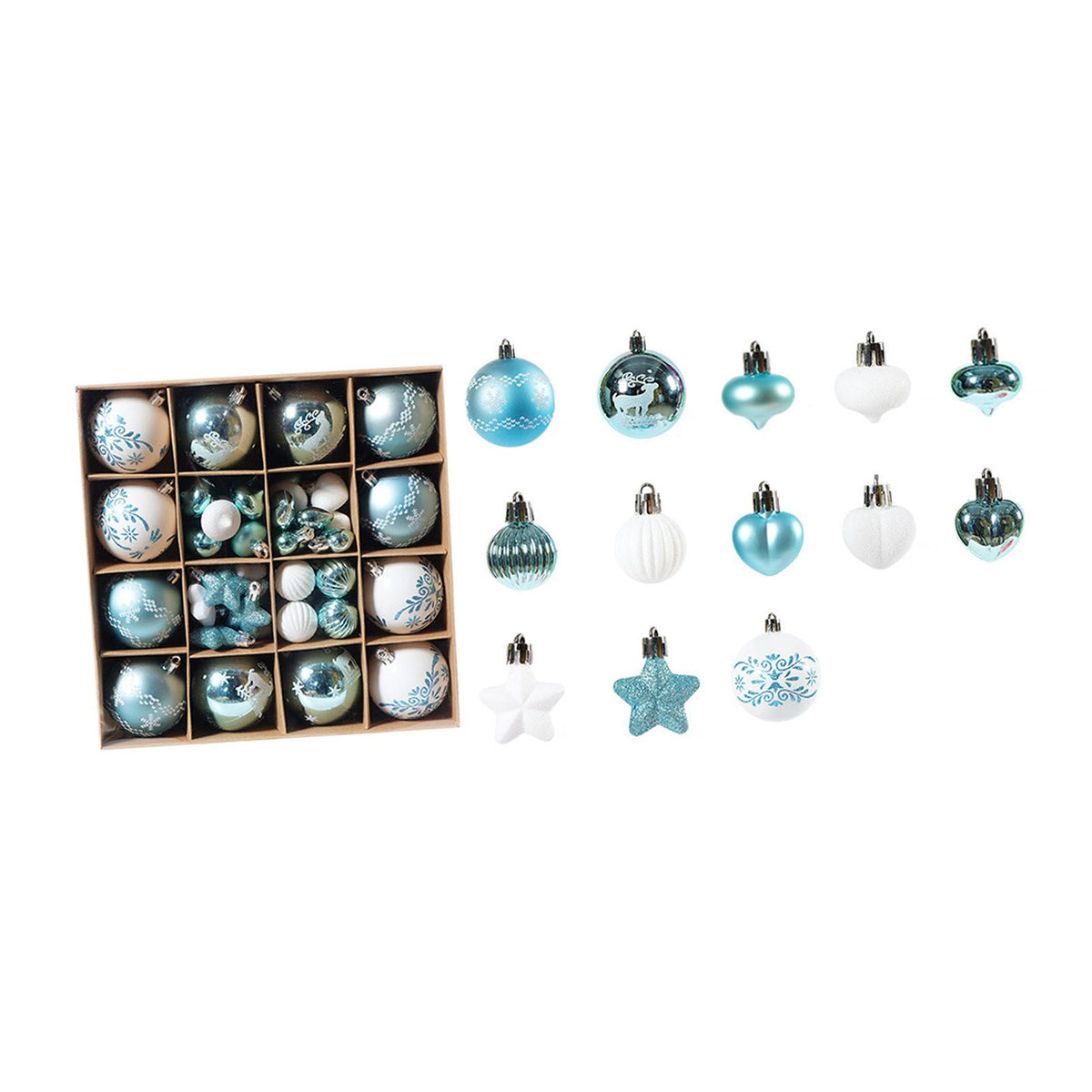 Xmas Ball Ornaments Supplies Plating Portable Plastic Decorative Baubles Champagne Balls for Porch Indoor Blue White