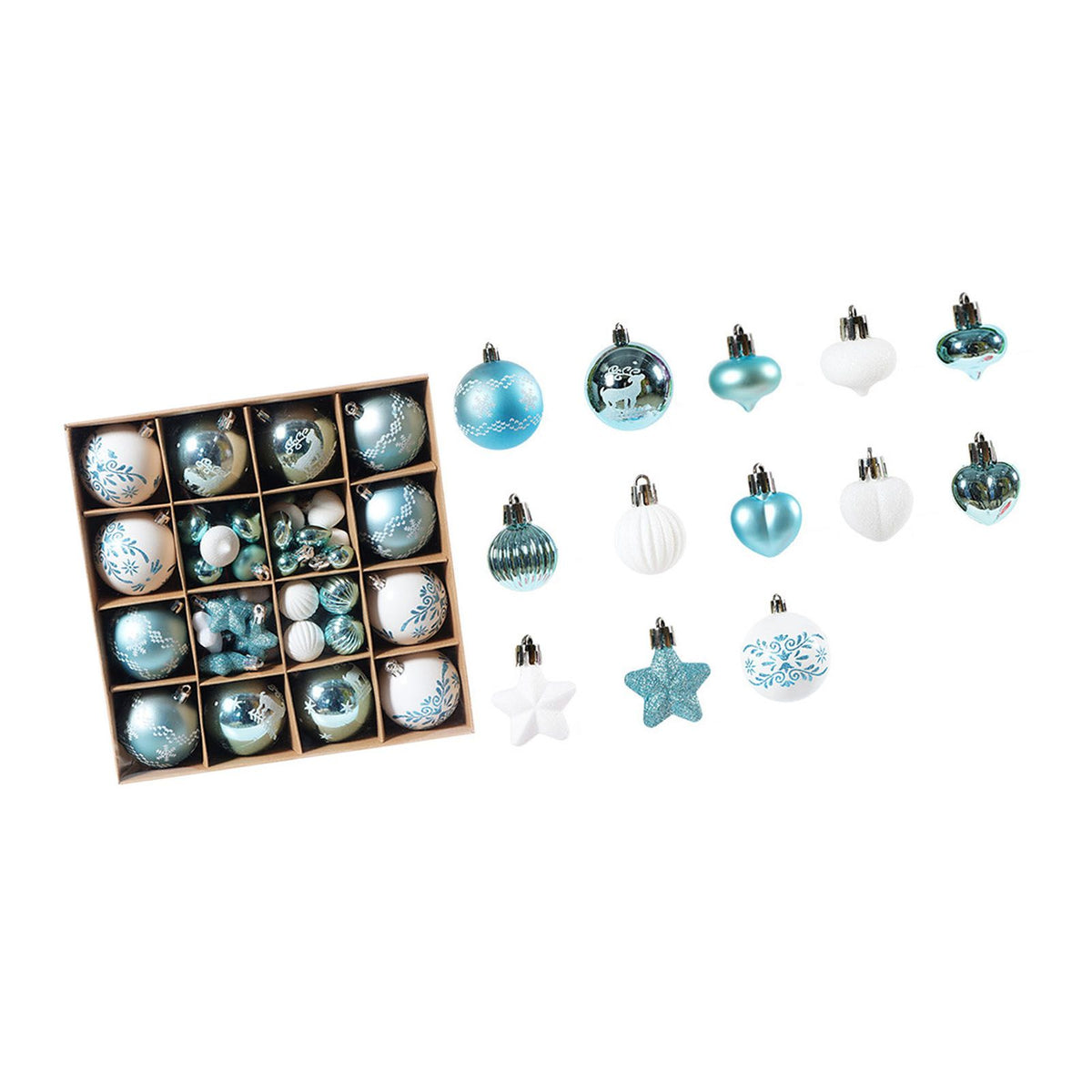 Xmas Ball Ornaments Supplies Plating Portable Plastic Decorative Baubles Champagne Balls for Porch Indoor Blue White