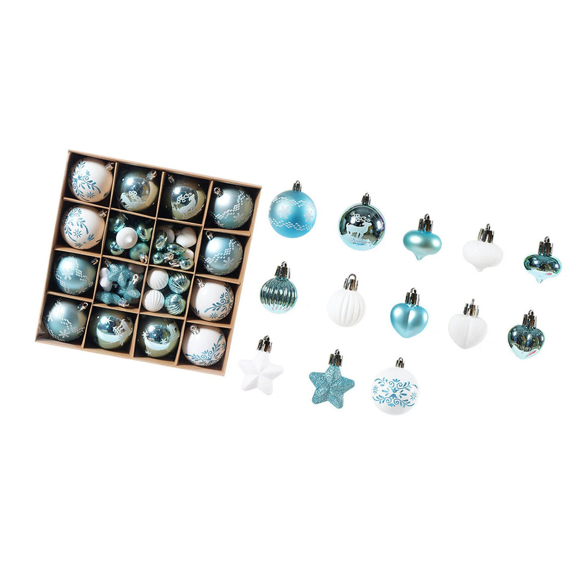 Xmas Ball Ornaments Supplies Plating Portable Plastic Decorative Baubles Champagne Balls for Porch Indoor Blue White