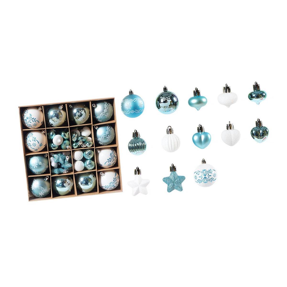 Xmas Ball Ornaments Supplies Plating Portable Plastic Decorative Baubles Champagne Balls for Porch Indoor Blue White