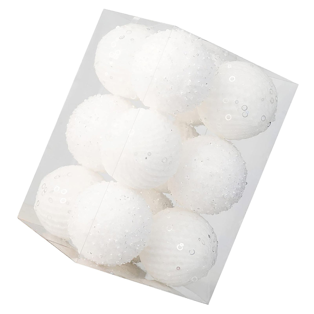 12pcs Xmas Ball Ornament Creative Lightweight Foam Xmas Tree Decorative Ball for Wedding Home Commercial Decoration White