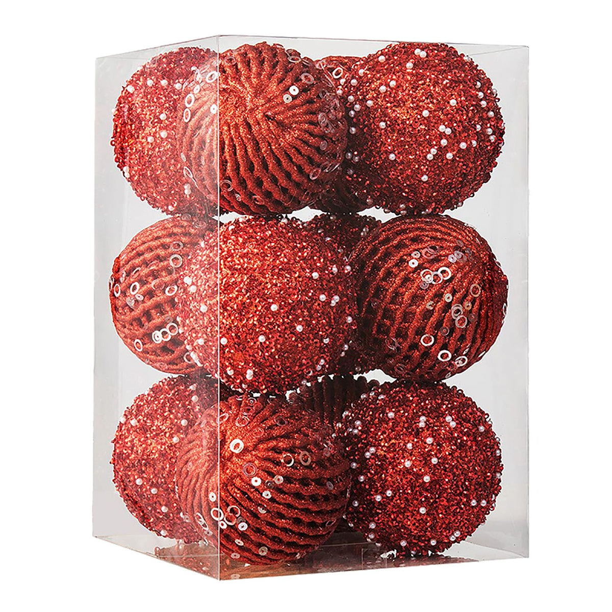 12pcs Xmas Ball Ornament Creative Lightweight Foam Xmas Tree Decorative Ball for Wedding Home Commercial Decoration Red