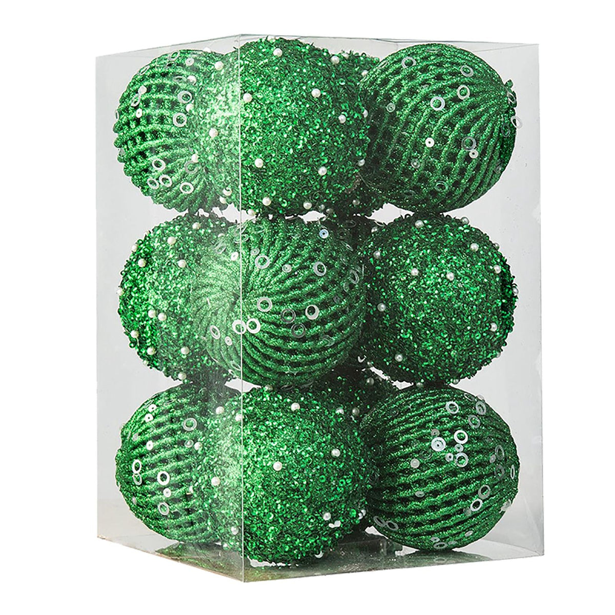 12pcs Xmas Ball Ornament Creative Lightweight Foam Xmas Tree Decorative Ball for Wedding Home Commercial Decoration Green