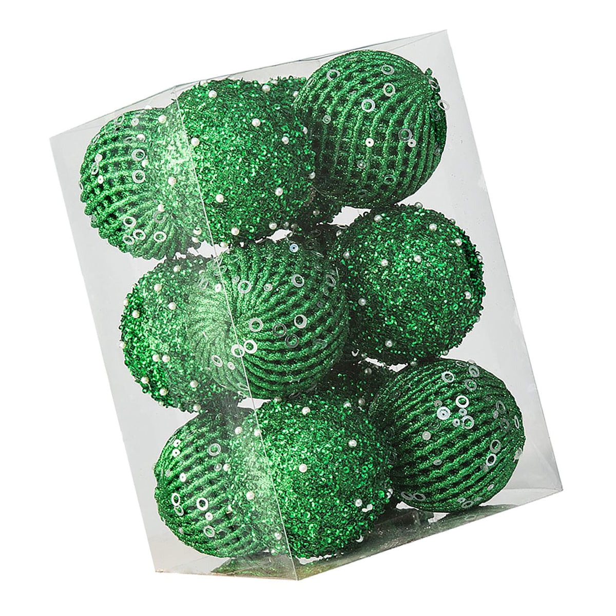 12pcs Xmas Ball Ornament Creative Lightweight Foam Xmas Tree Decorative Ball for Wedding Home Commercial Decoration Green