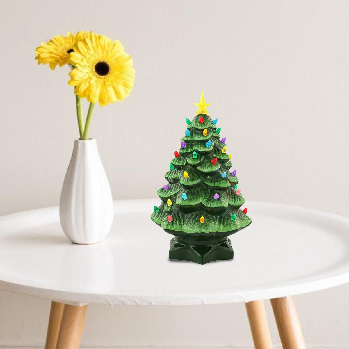Xmas Tree Decoration Resin Exquisite Xmas Tree Figurine Statue Home Decor Gift 15cm Green