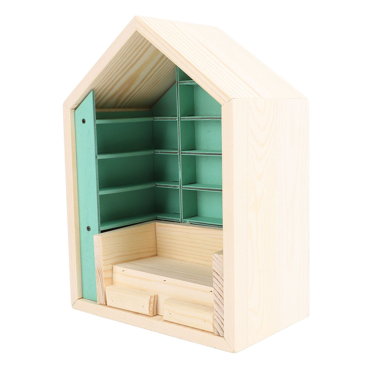 Miniature Doll House Bookshelf Anxiety Bookshelf Ornament Wooden Stress Relief Bookshelf for Room Study Desk Living Room Bookstore