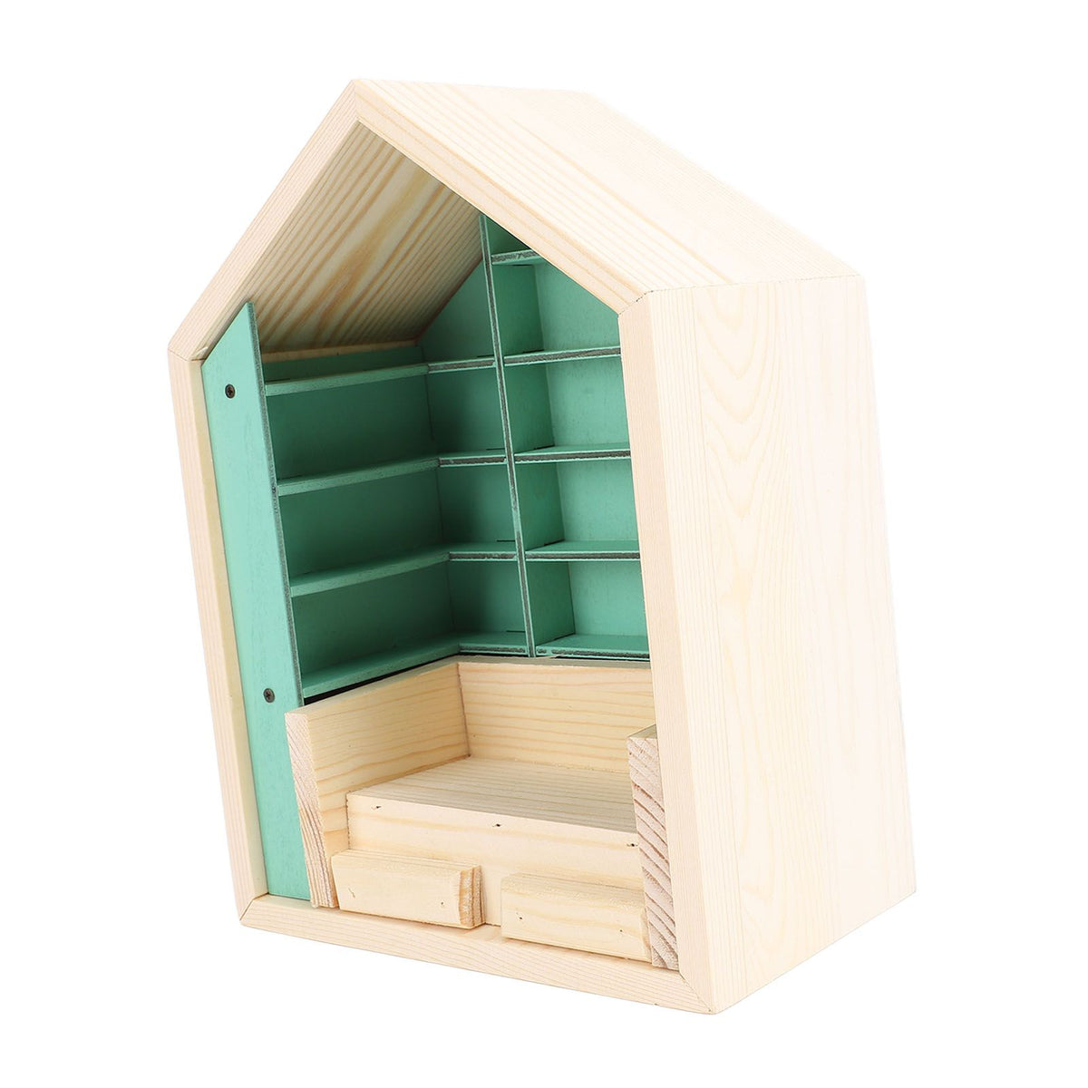 Miniature Doll House Bookshelf Anxiety Bookshelf Ornament Wooden Stress Relief Bookshelf for Room Study Desk Living Room Bookstore