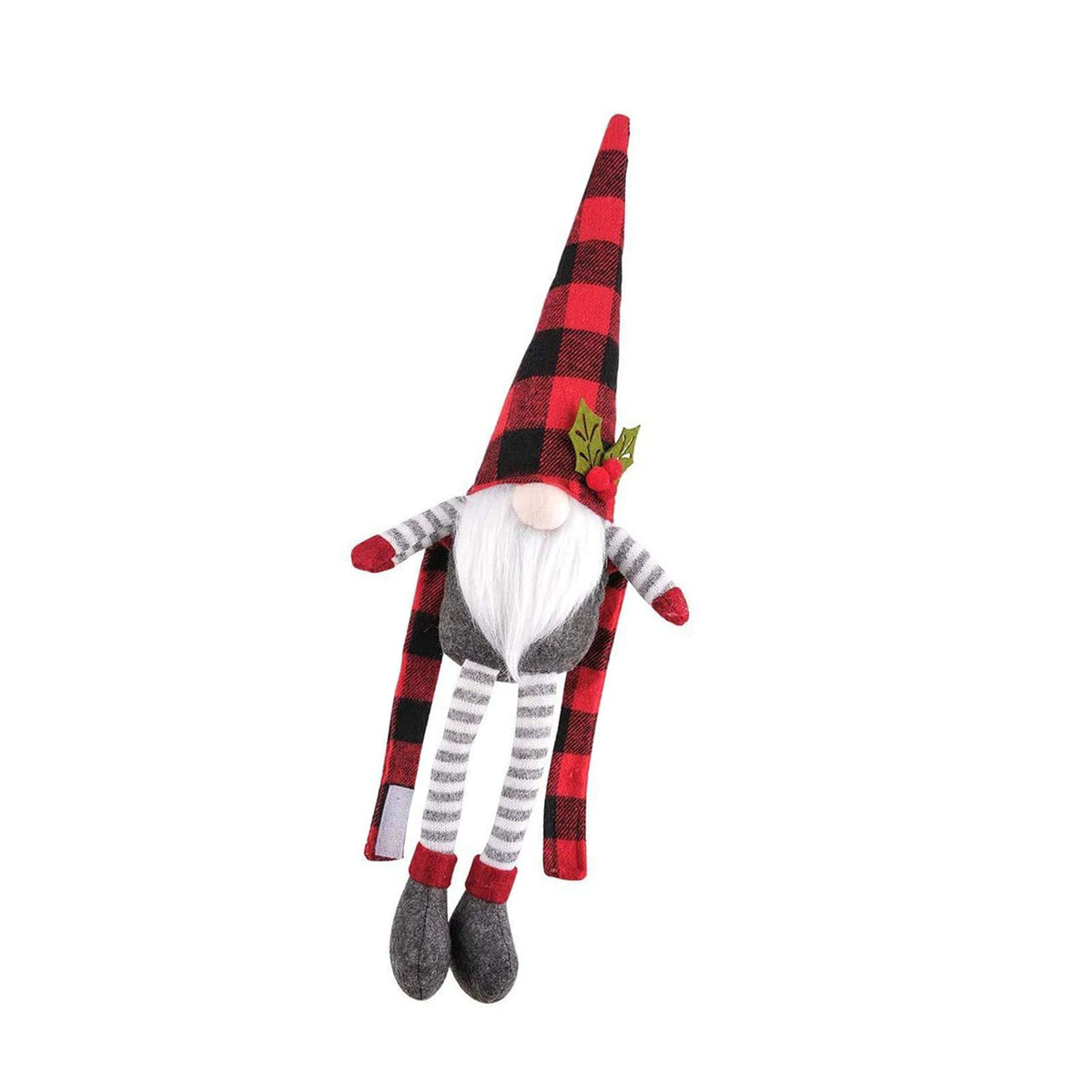 Xmas Curtain Tieback Decoration Cute Doll Buckle Holder Polyester Fiber Multipurpose Holiday Ornament Home Decor Red Grid
