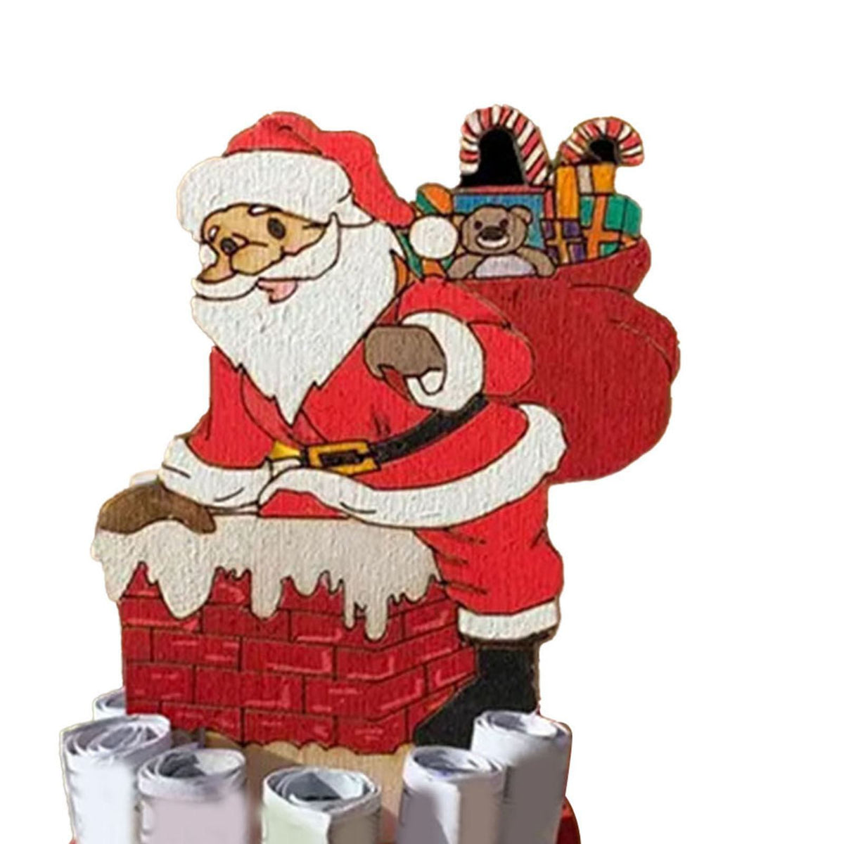 Xmas Money Holder Festive Interesting Wooden Cash Holder Ornament for Holiday Decoration Santa