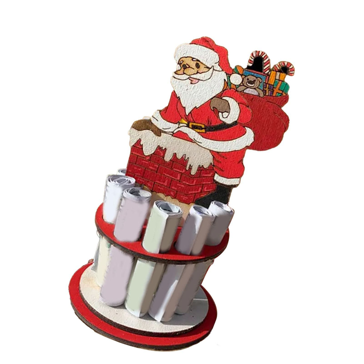 Xmas Money Holder Festive Interesting Wooden Cash Holder Ornament for Holiday Decoration Santa