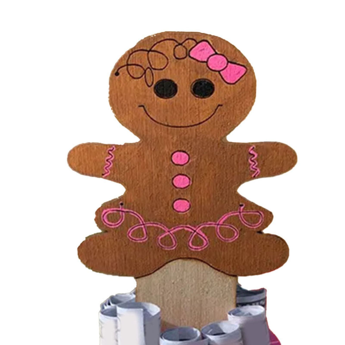 Xmas Money Holder Festive Interesting Wooden Cash Holder Ornament for Holiday Decoration Cookie Girl