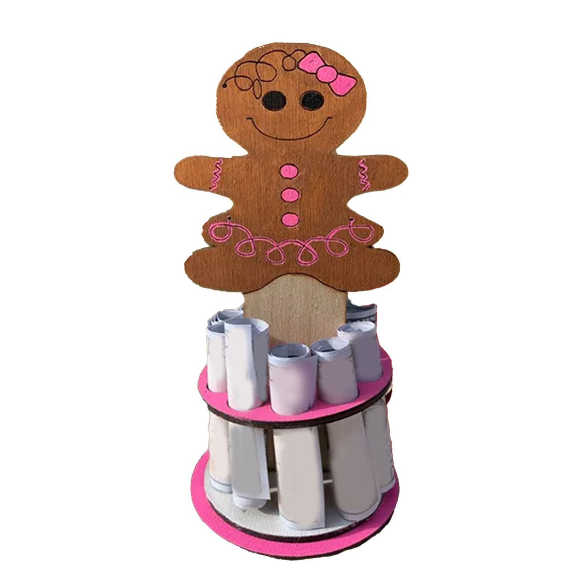 Xmas Money Holder Festive Interesting Wooden Cash Holder Ornament for Holiday Decoration Cookie Girl