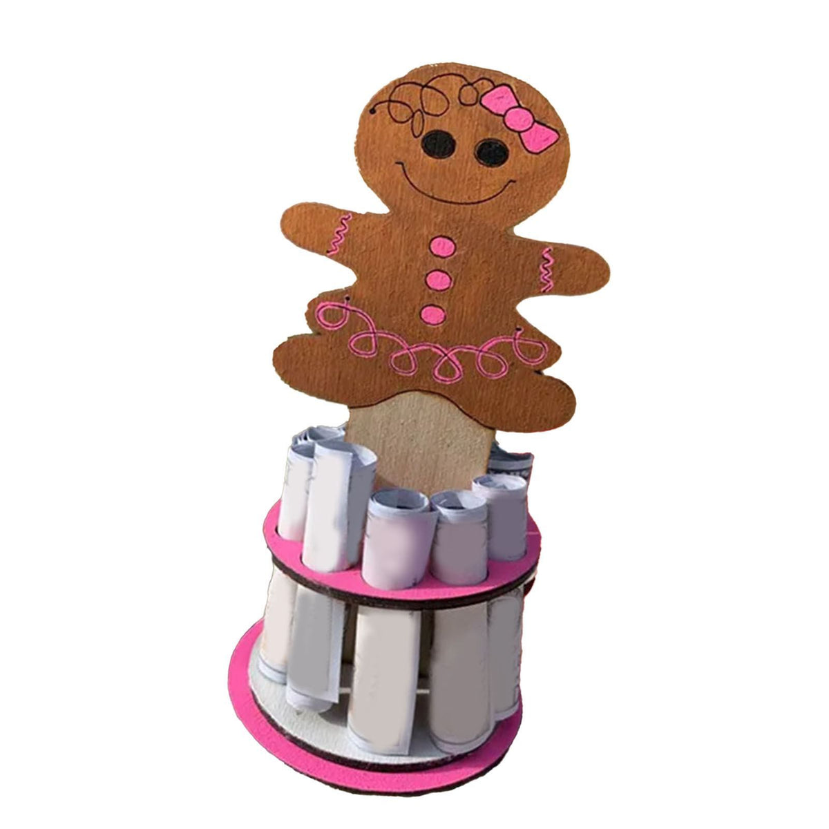 Xmas Money Holder Festive Interesting Wooden Cash Holder Ornament for Holiday Decoration Cookie Girl