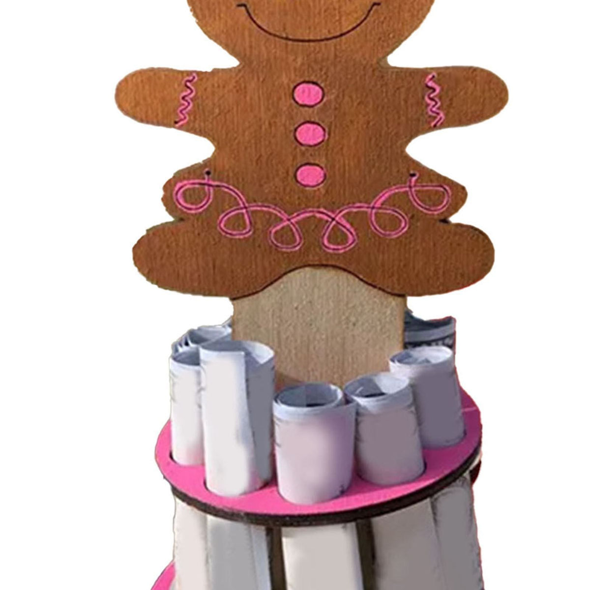 Xmas Money Holder Festive Interesting Wooden Cash Holder Ornament for Holiday Decoration Cookie Girl