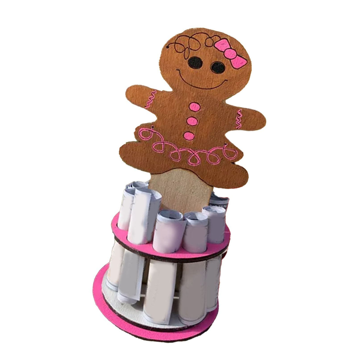 Xmas Money Holder Festive Interesting Wooden Cash Holder Ornament for Holiday Decoration Cookie Girl