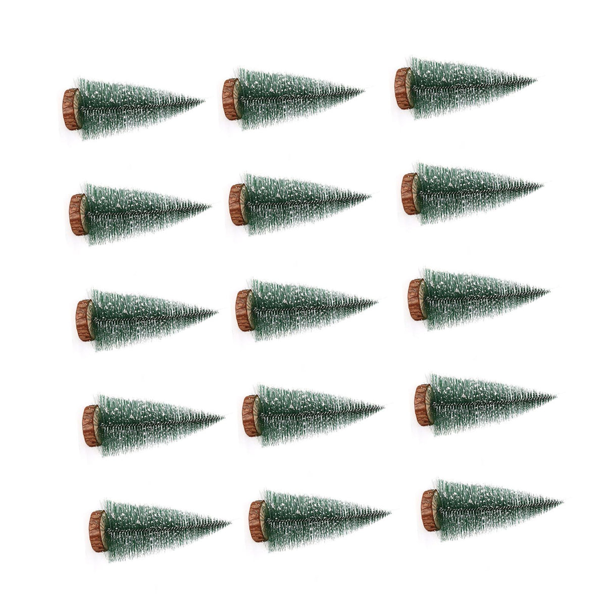 15 Pcs Miniature Xmas Tree White Snow Home Decoration Multi Purpose Desktop Mini Pine Tree for Indoor Party 5.9in