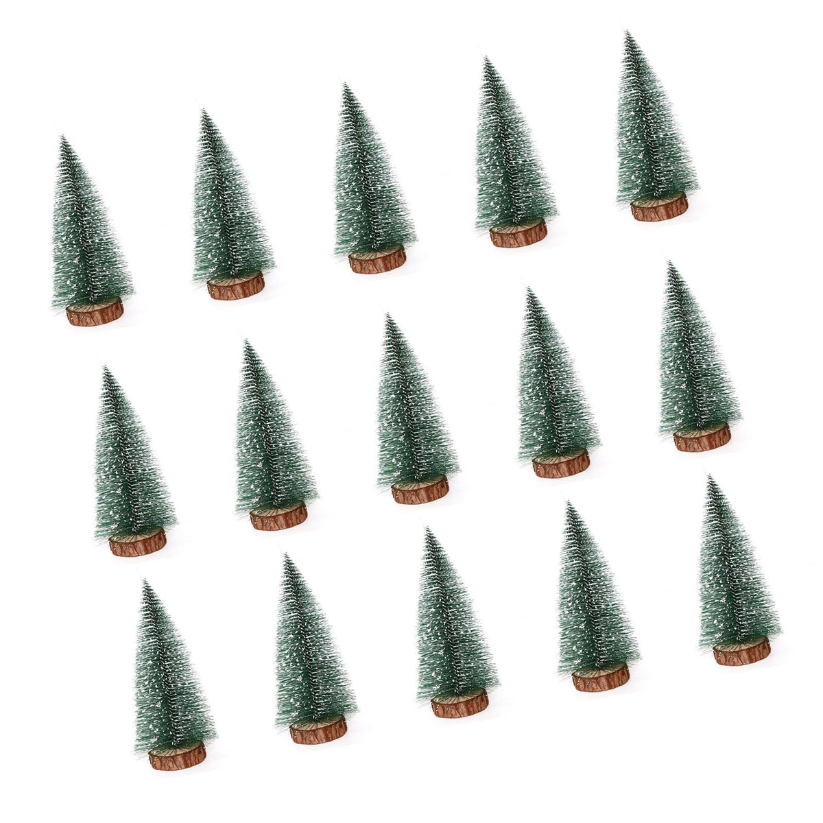 15 Pcs Miniature Xmas Tree White Snow Home Decoration Multi Purpose Desktop Mini Pine Tree for Indoor Party 7.9in