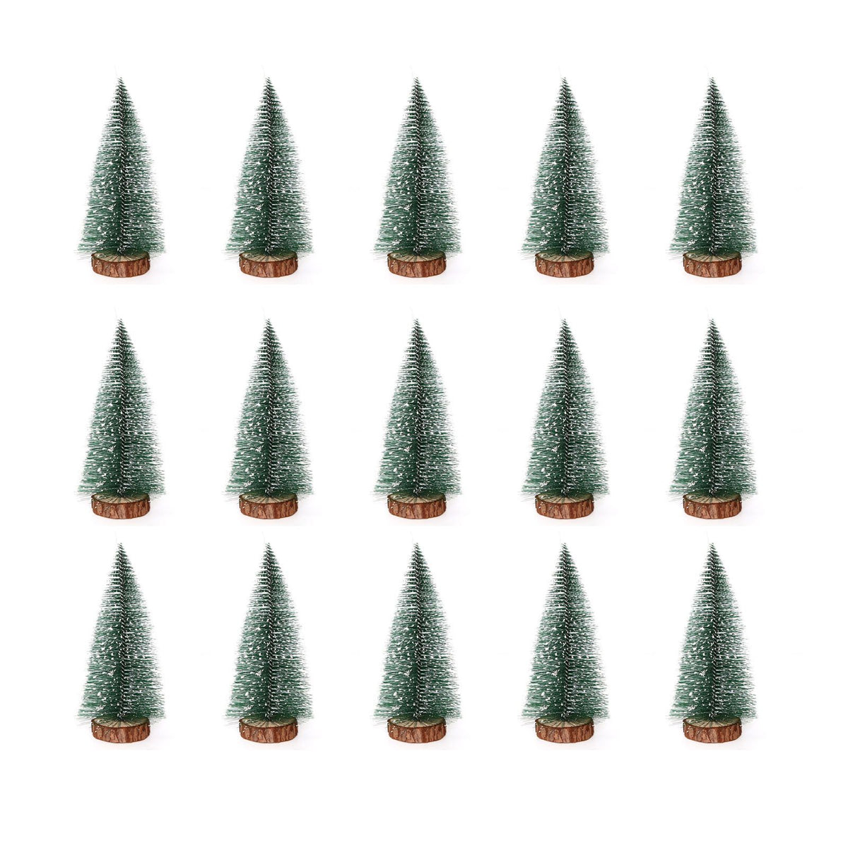 15 Pcs Miniature Xmas Tree White Snow Home Decoration Multi Purpose Desktop Mini Pine Tree for Indoor Party 7.9in
