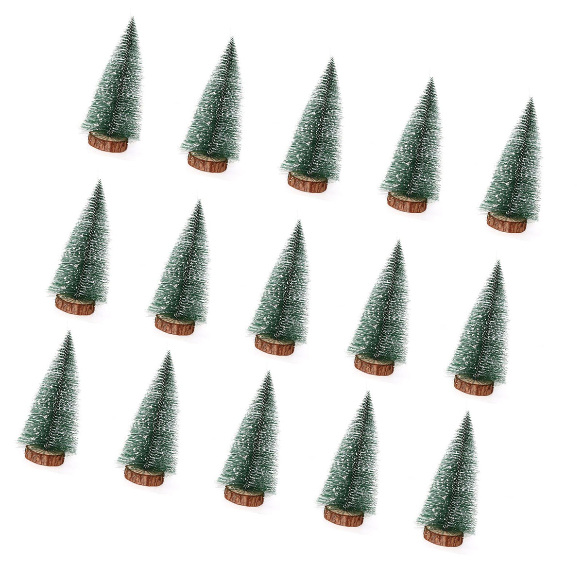 15 Pcs Miniature Xmas Tree White Snow Home Decoration Multi Purpose Desktop Mini Pine Tree for Indoor Party 7.9in