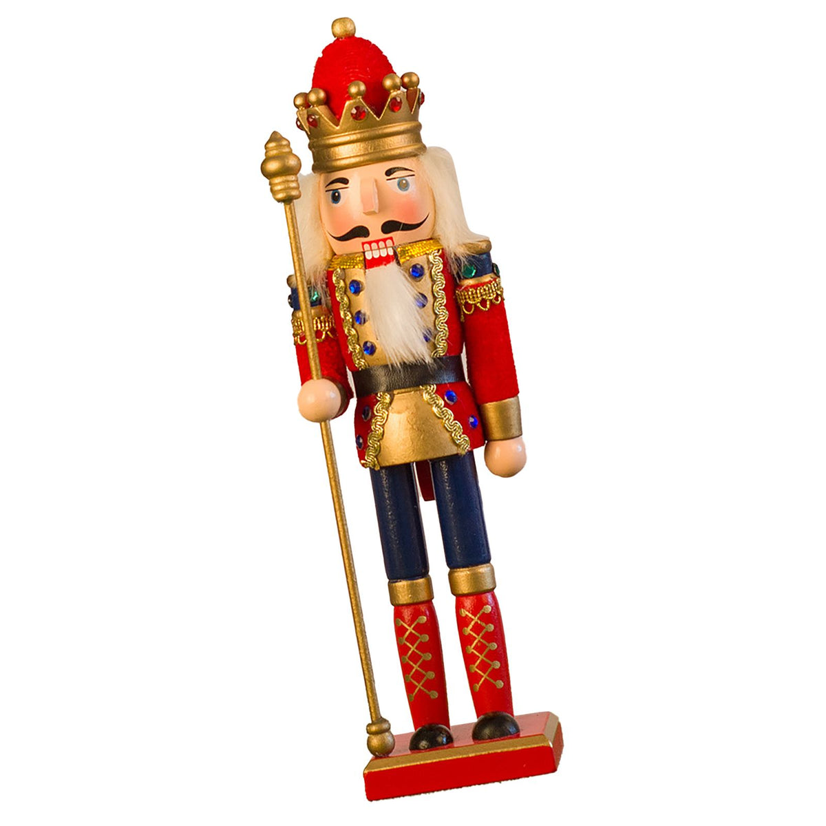Nutcracker Figurine Exquisite Xmas Themed Wooden Nutcracker Ornament for Wine Cabinet Desk Red King