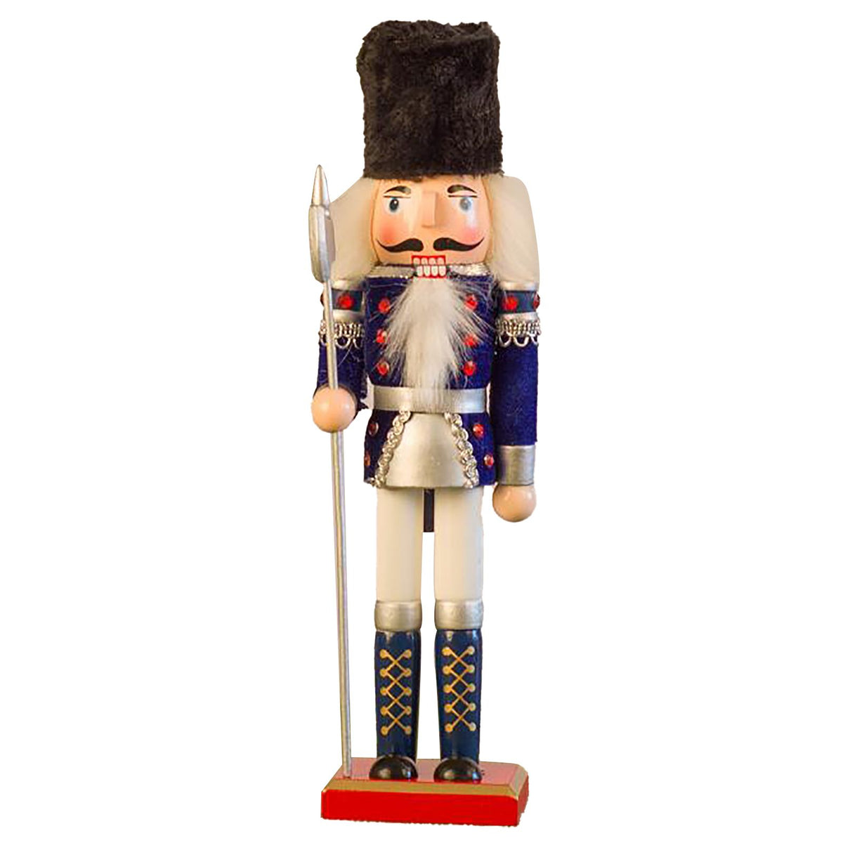 Nutcracker Figurine Exquisite Xmas Themed Wooden Nutcracker Ornament for Wine Cabinet Desk Blue Soldier with An Axe