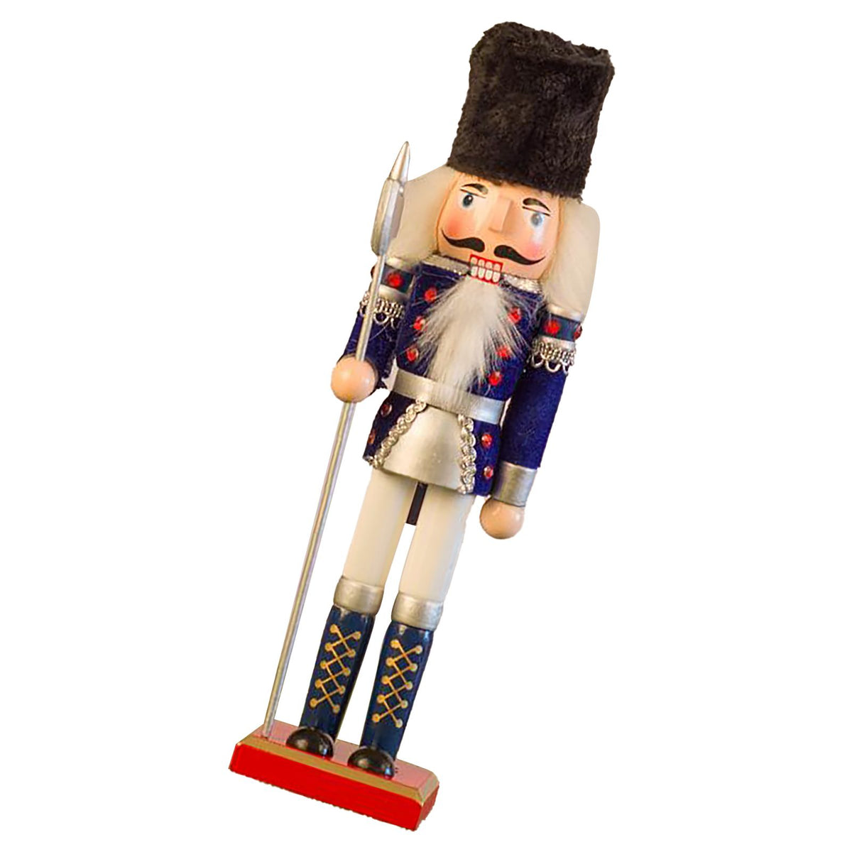 Nutcracker Figurine Exquisite Xmas Themed Wooden Nutcracker Ornament for Wine Cabinet Desk Blue Soldier with An Axe