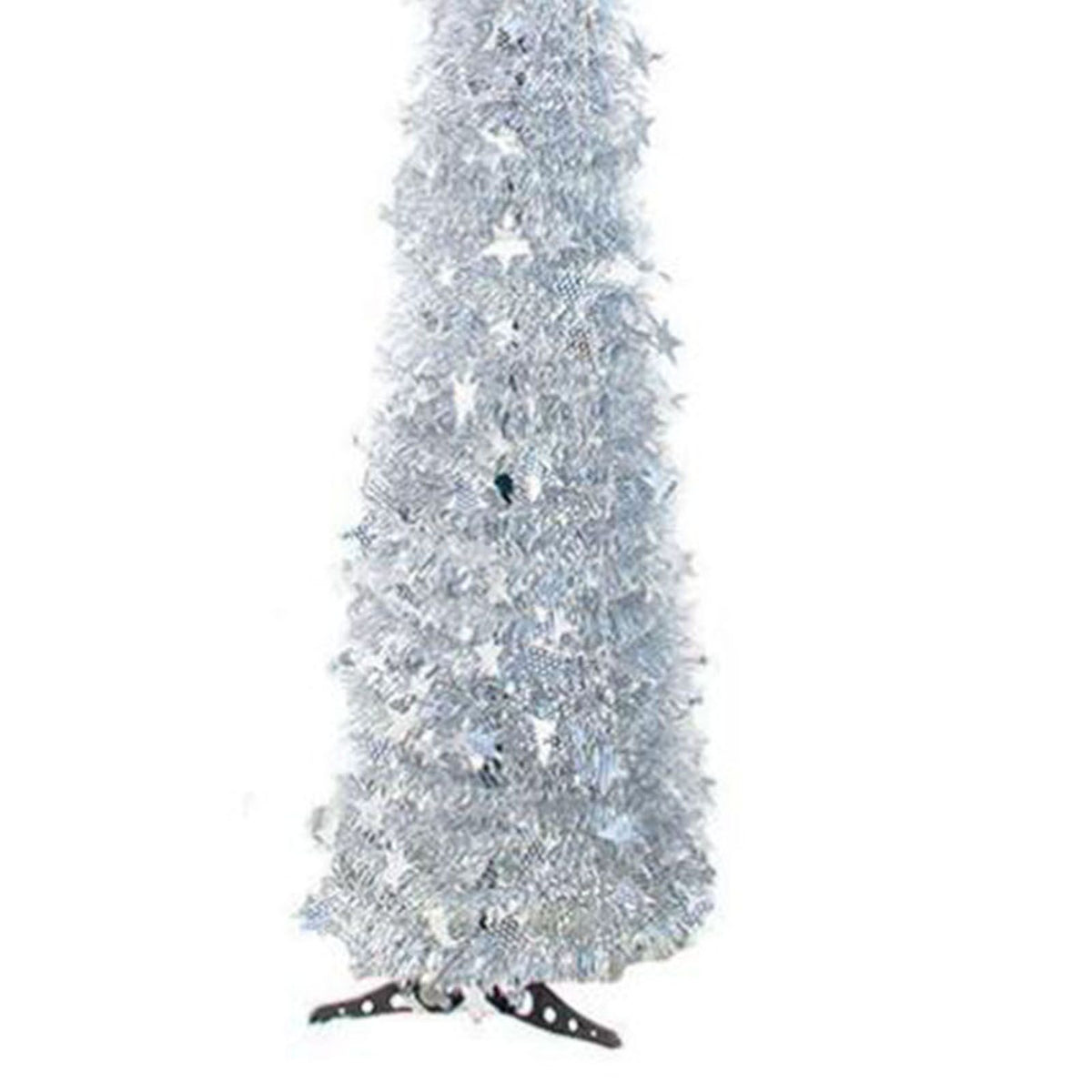 Xmas Tree PVC Star Glitter Festive Foldable Xmas Tree Figurine Decoration for Home Hotel Silver