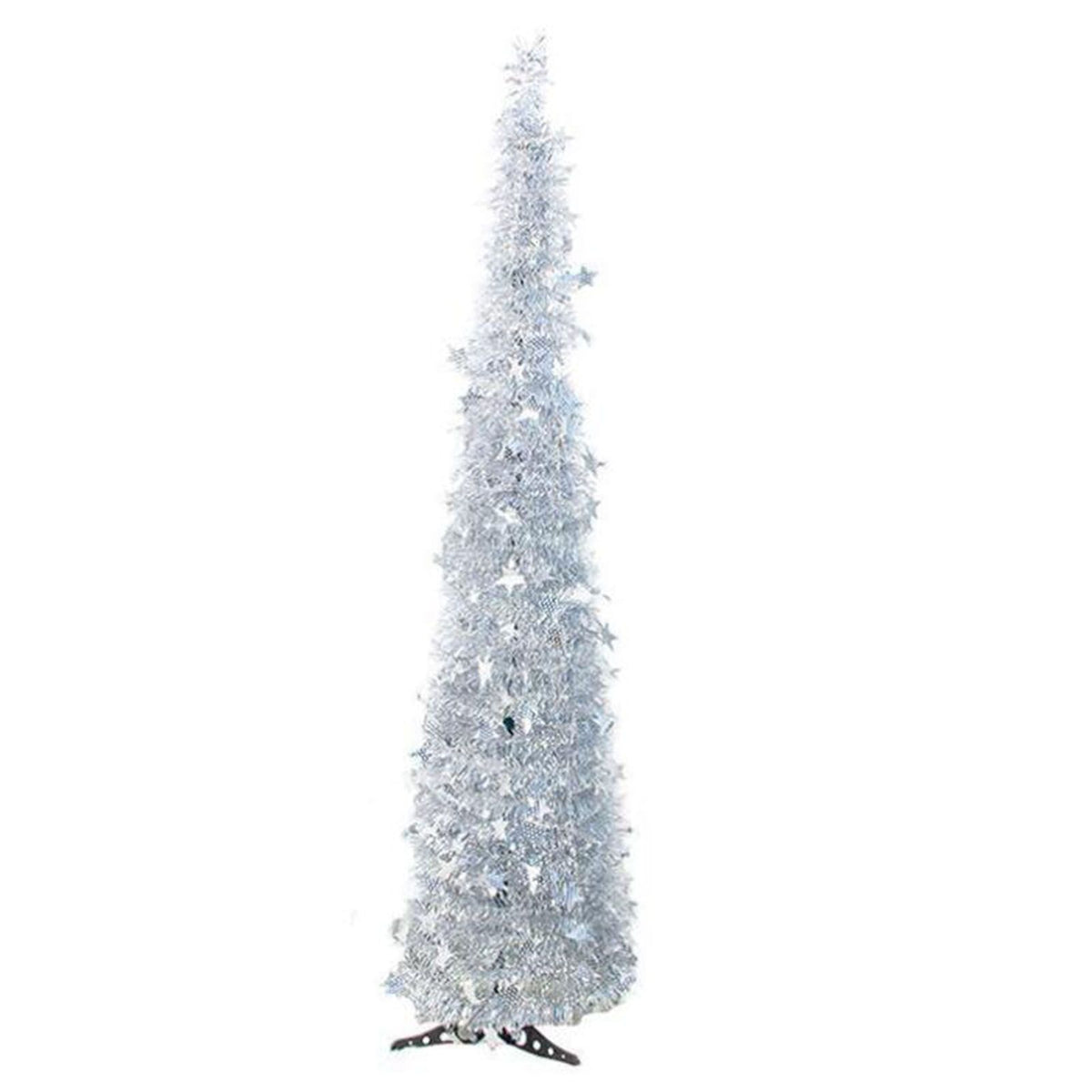 Xmas Tree PVC Star Glitter Festive Foldable Xmas Tree Figurine Decoration for Home Hotel Silver