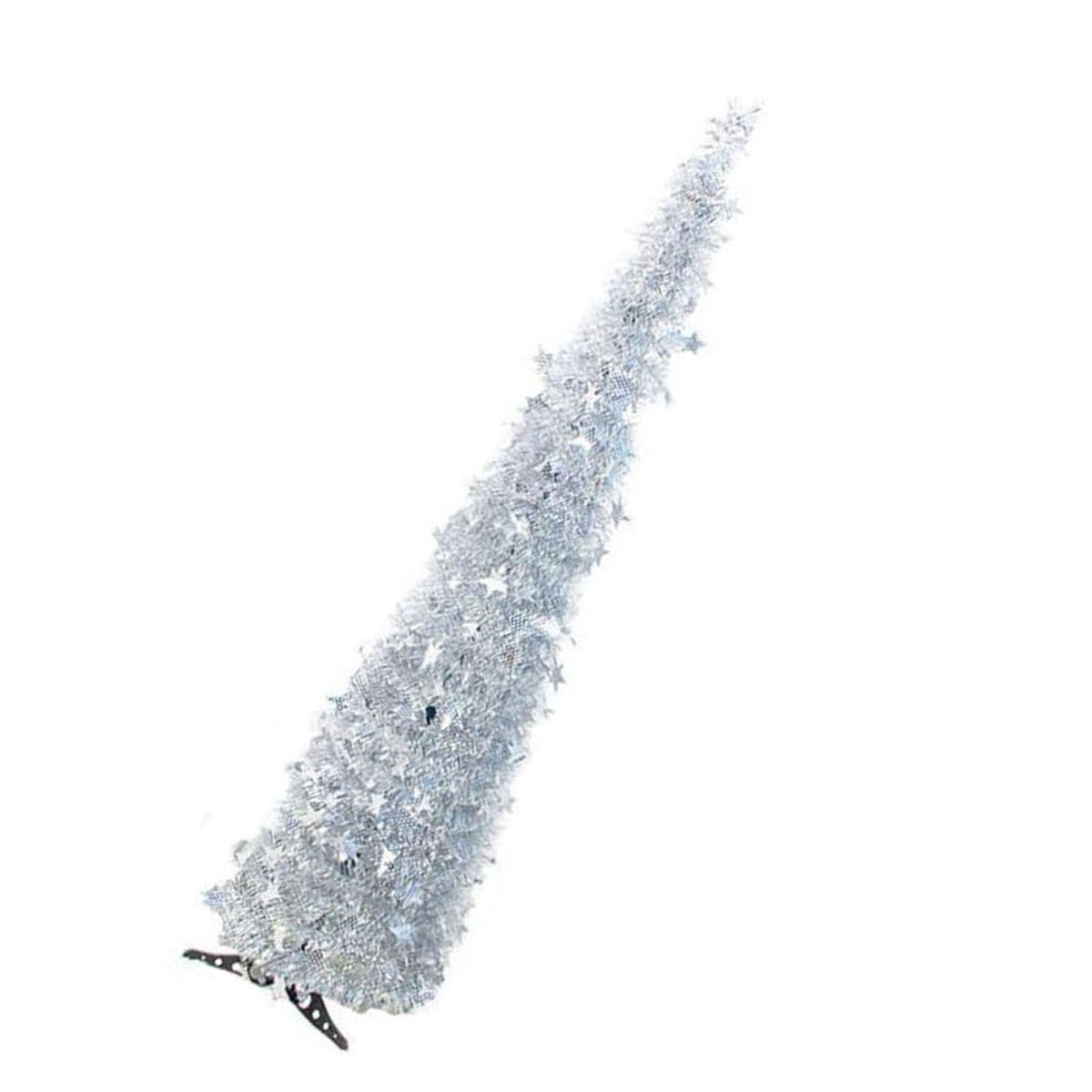 Xmas Tree PVC Star Glitter Festive Foldable Xmas Tree Figurine Decoration for Home Hotel Silver