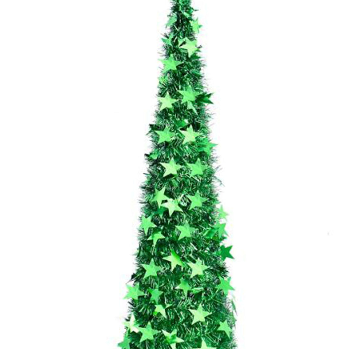 Xmas Tree PVC Star Glitter Festive Foldable Xmas Tree Figurine Decoration for Home Hotel Green
