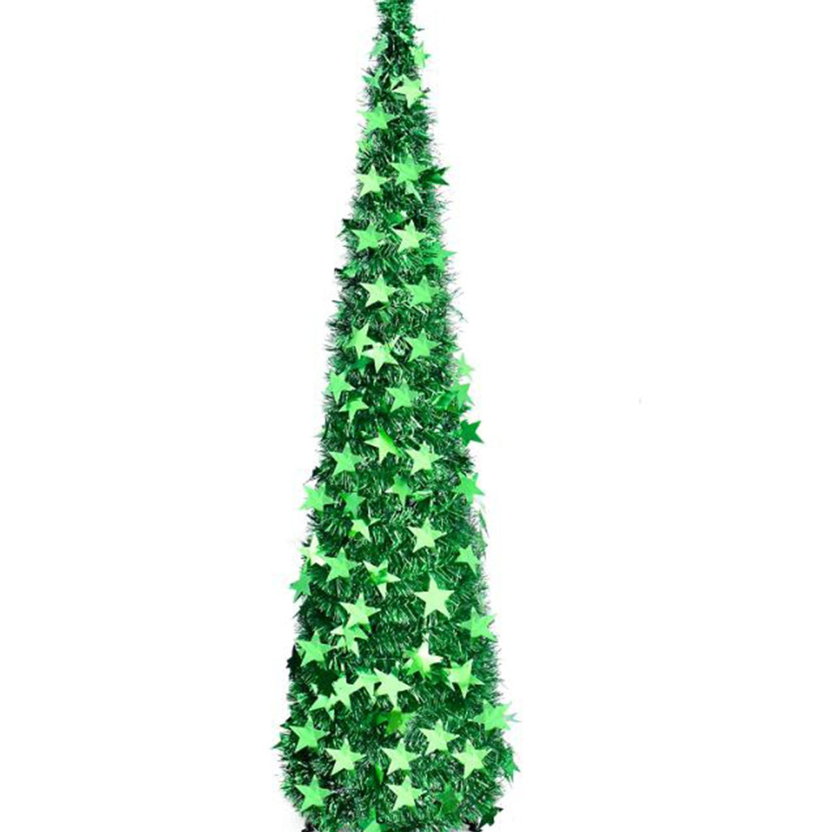Xmas Tree PVC Star Glitter Festive Foldable Xmas Tree Figurine Decoration for Home Hotel Green