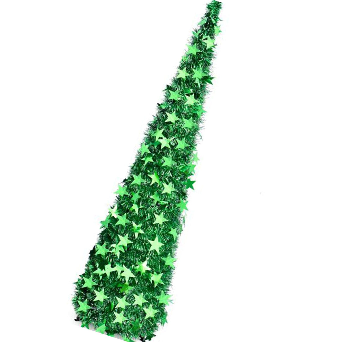 Xmas Tree PVC Star Glitter Festive Foldable Xmas Tree Figurine Decoration for Home Hotel Green