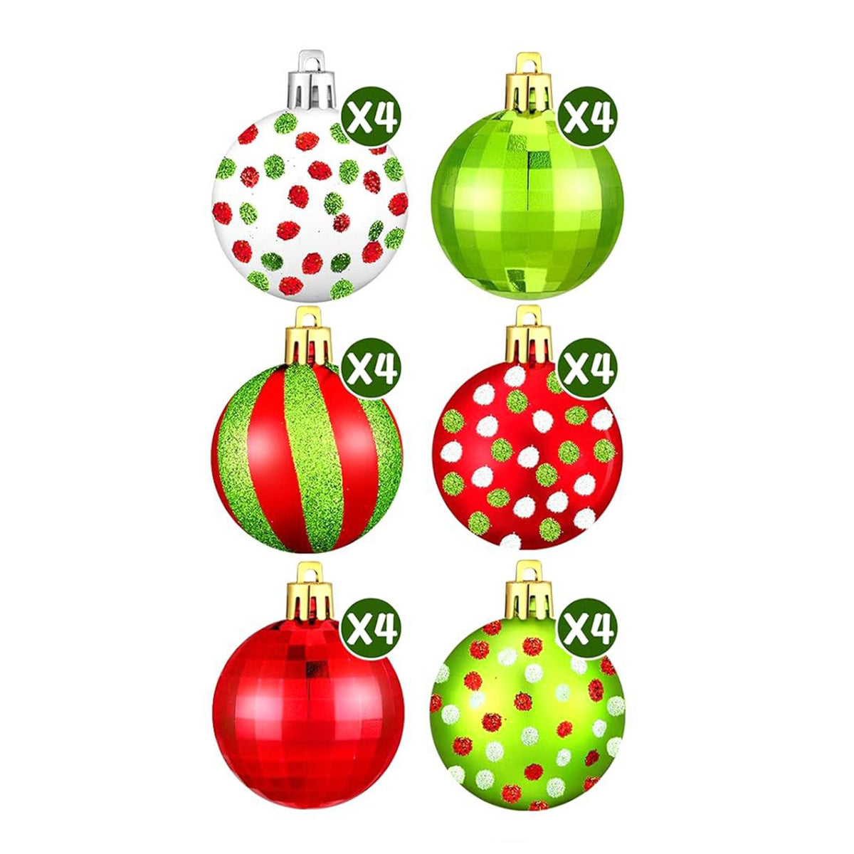 24pcs Xmas Ball Ornaments 2.0in Shatterproof Xmas Tree Balls Decoration Painting Hanging Ball for Holiday Wedding Party Decor