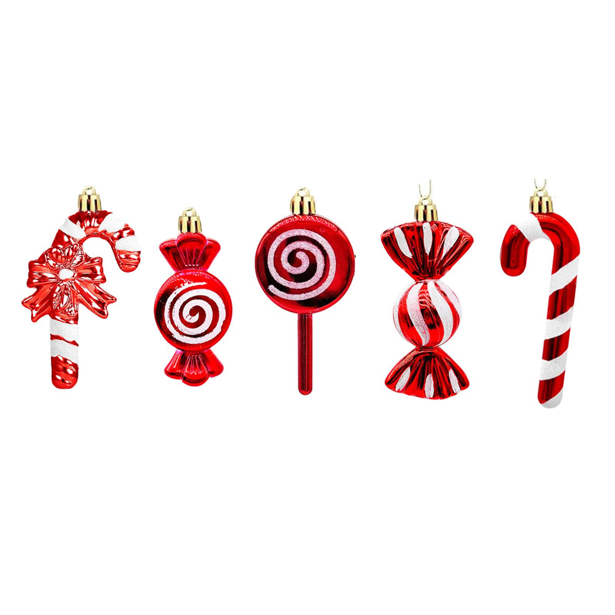 20PCS Hanging Ornaments Red White Candy Cane Pendants for Festival Xmas Tree Shopping Mall Decoration