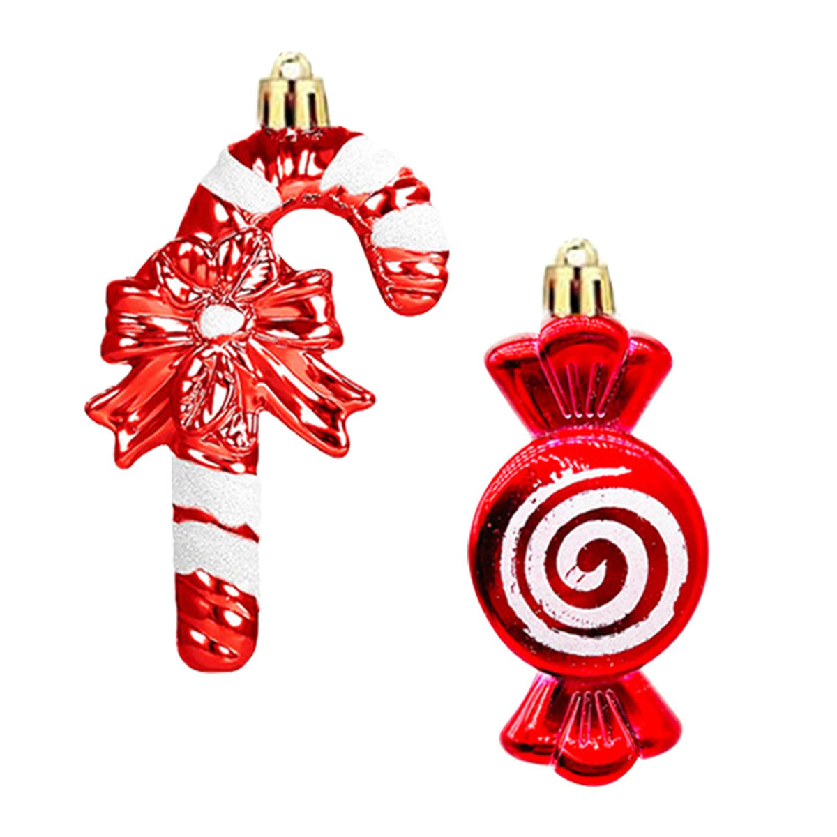 20PCS Hanging Ornaments Red White Candy Cane Pendants for Festival Xmas Tree Shopping Mall Decoration