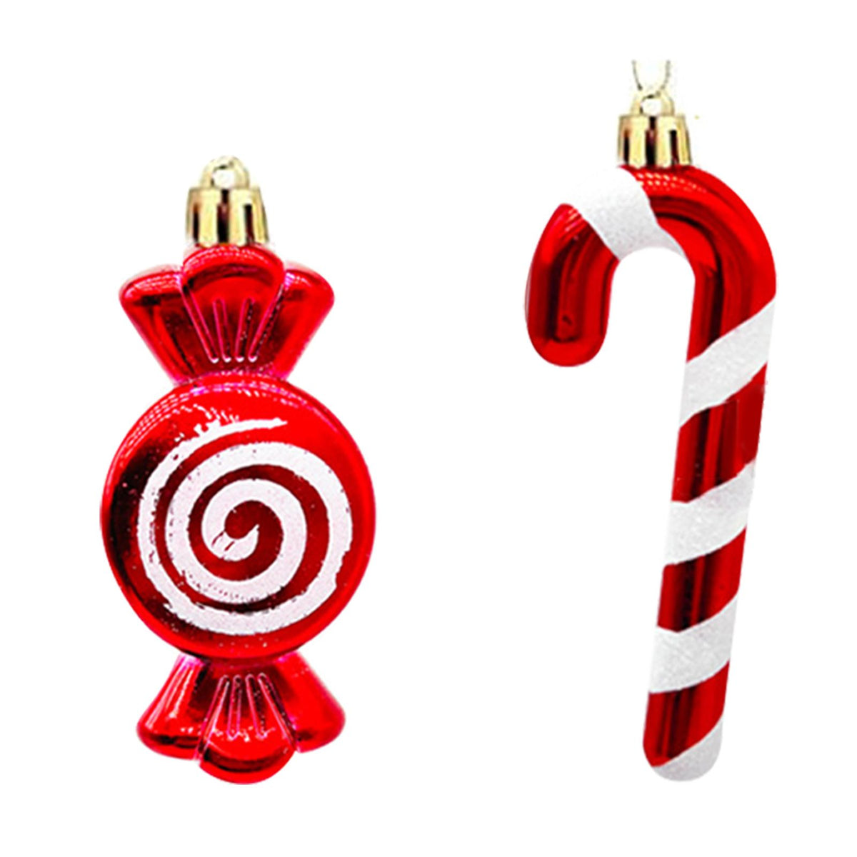 20PCS Hanging Ornaments Red White Candy Cane Pendants for Festival Xmas Tree Shopping Mall Decoration