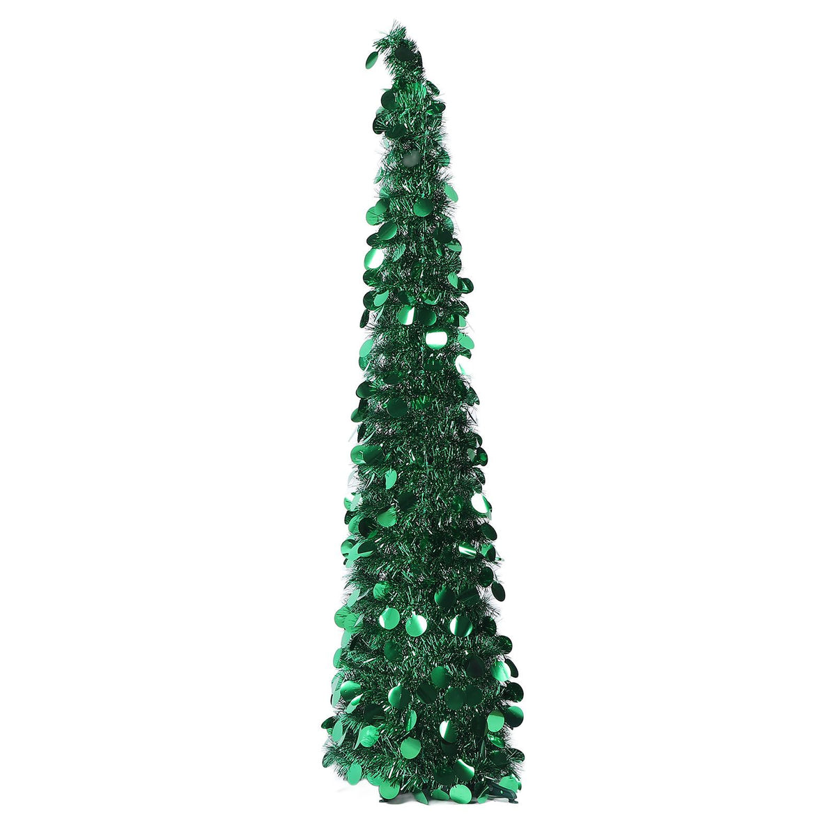 4.9ft PET Pop Up Xmas Tree Artificial Xmas Tree Folding Holiday Party Decoration for Indoor Home Office Decor Green