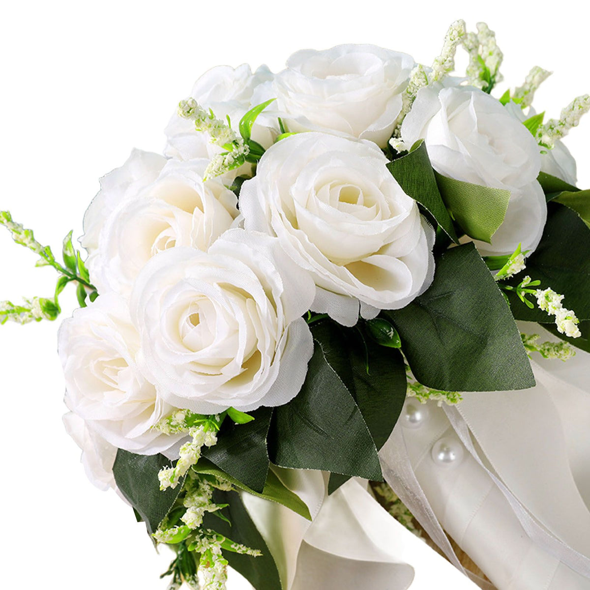 Artificial Rose Bridal Bouquet Beautiful Elegant Lightweight Artificial Rose Bouquet Wedding Decoration White