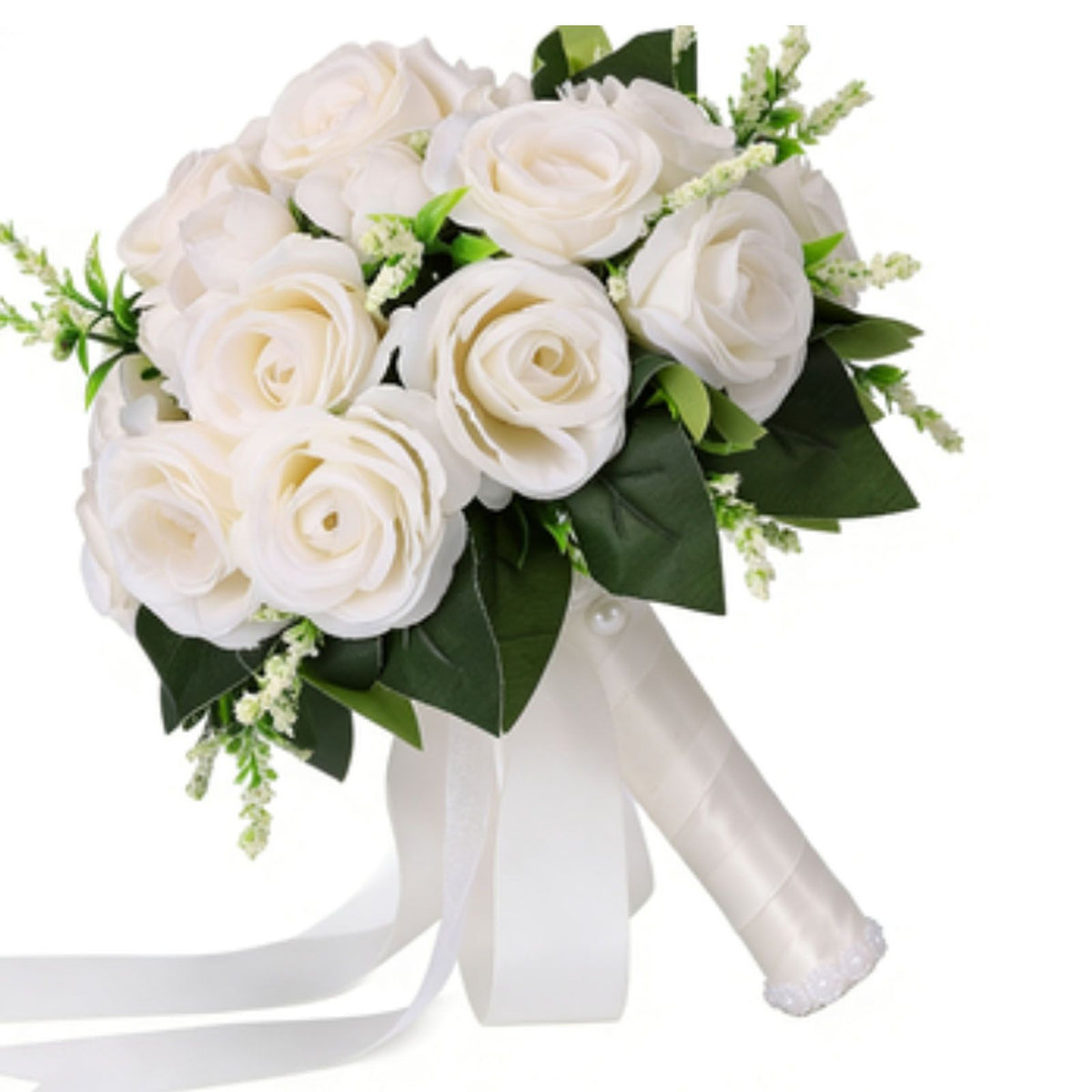 Artificial Rose Bridal Bouquet Beautiful Elegant Lightweight Artificial Rose Bouquet Wedding Decoration White