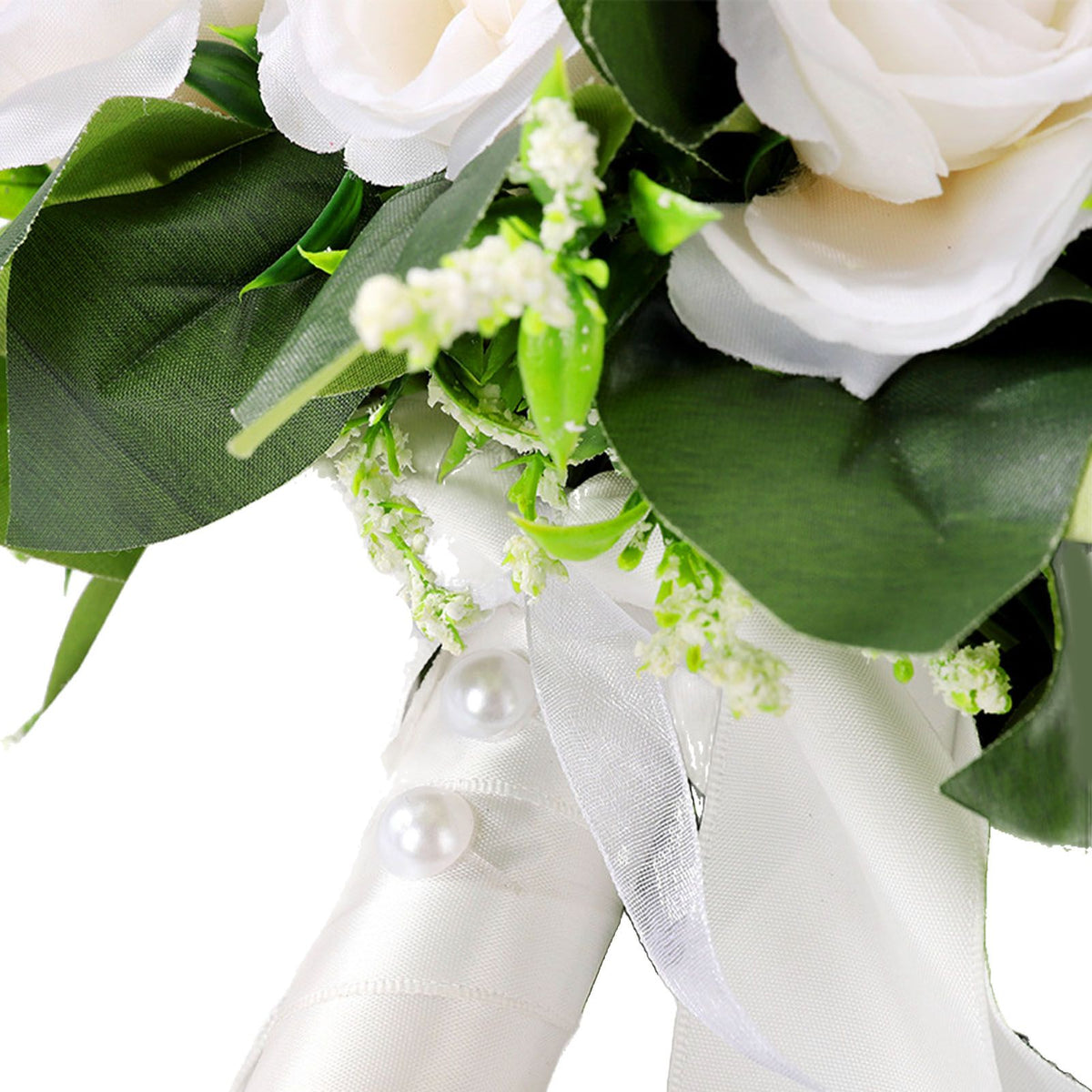 Artificial Rose Bridal Bouquet Beautiful Elegant Lightweight Artificial Rose Bouquet Wedding Decoration White