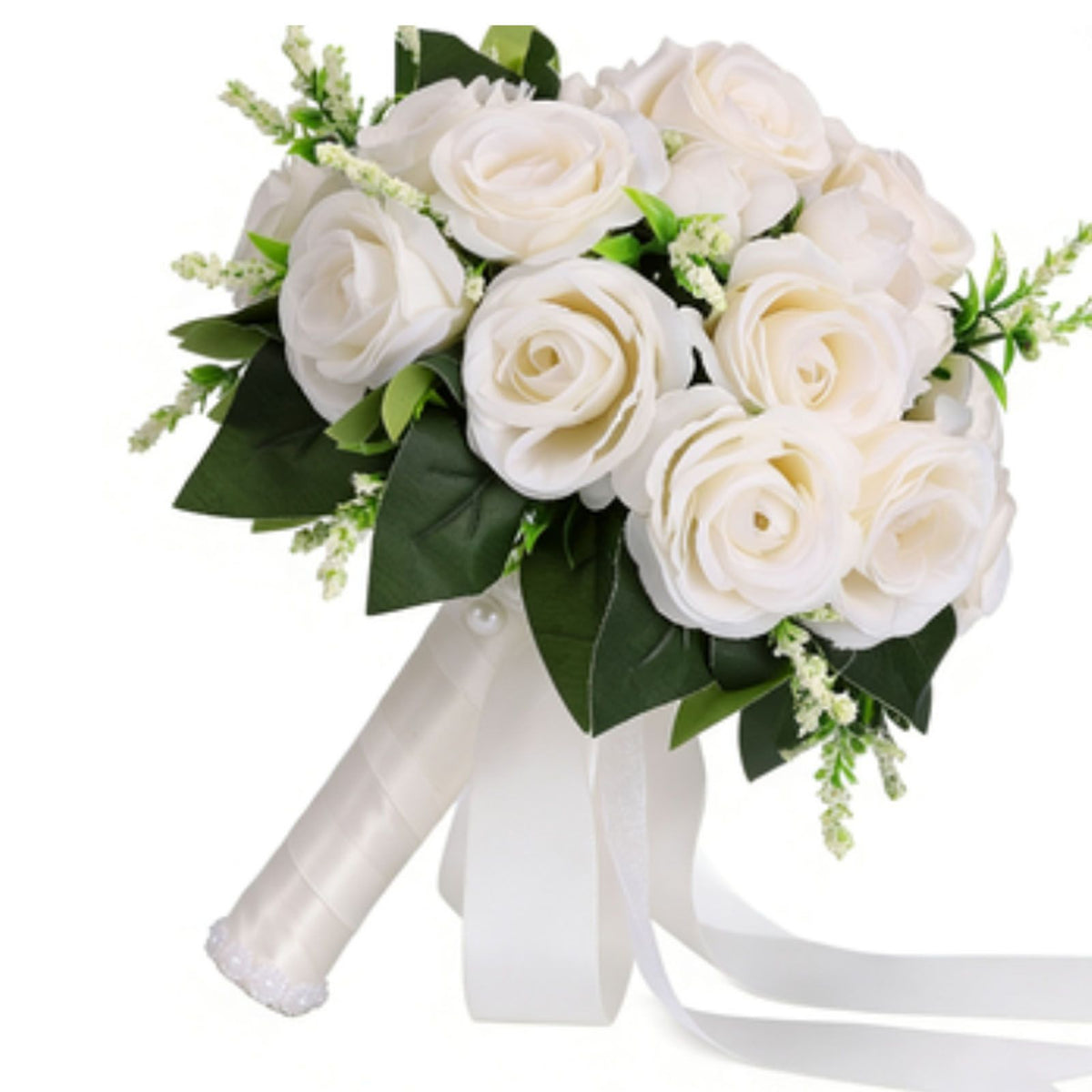 Artificial Rose Bridal Bouquet Beautiful Elegant Lightweight Artificial Rose Bouquet Wedding Decoration White