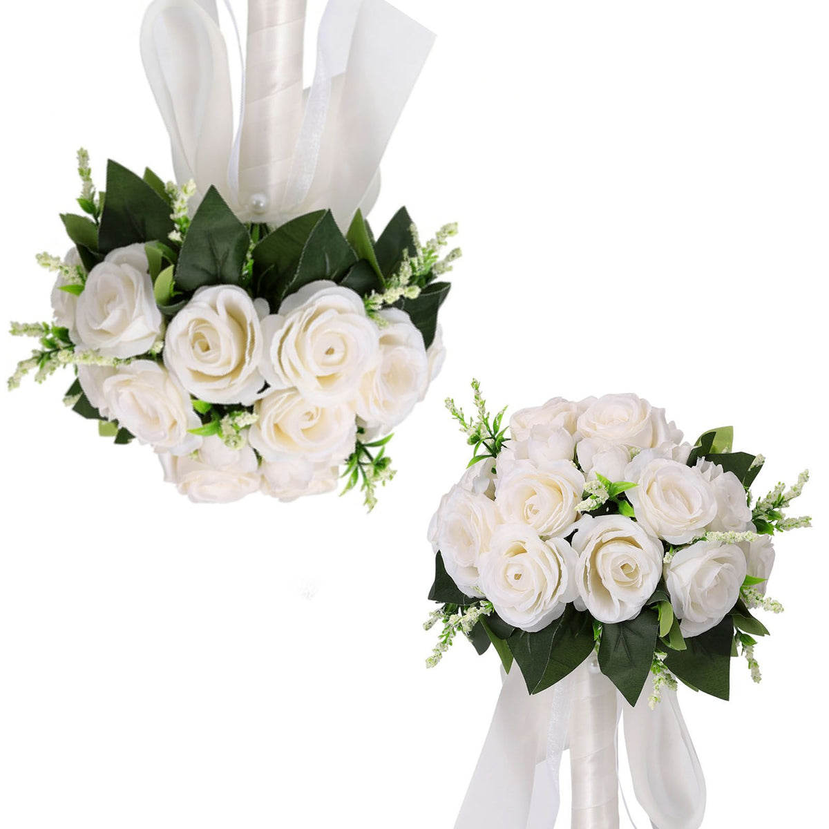 Artificial Rose Bridal Bouquet Beautiful Elegant Lightweight Artificial Rose Bouquet Wedding Decoration White