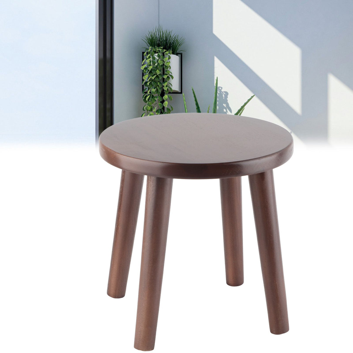 Multi Purpose Household Wood Stools Cute Small Bench Child Seat DIY Furniture Stool(Round NutBrown )