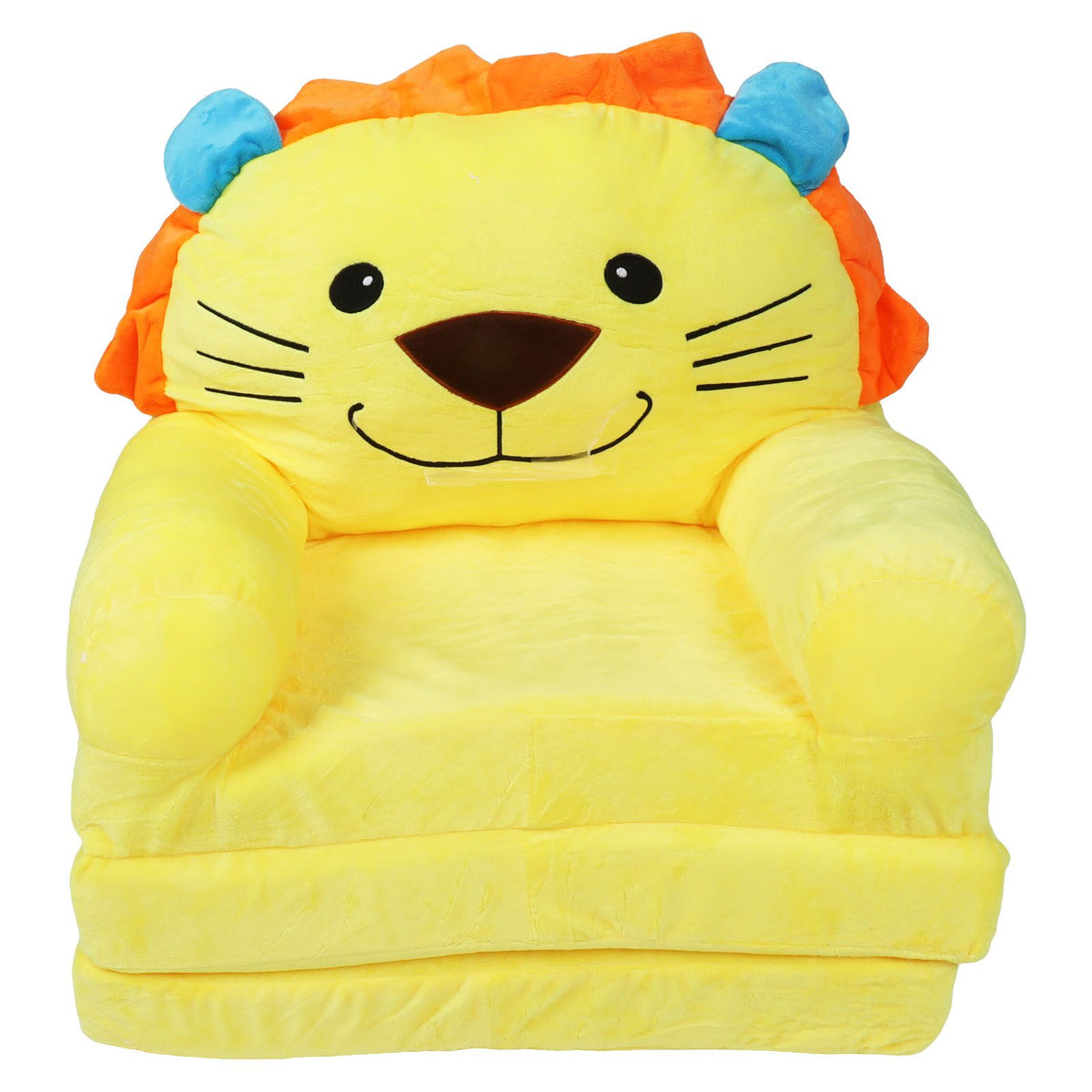 Kids Sofa Yellow Cartoon Animal Style Foldable Wide Handle Soft Breathable Toddler Chair for Reading Relaxing Sleeping