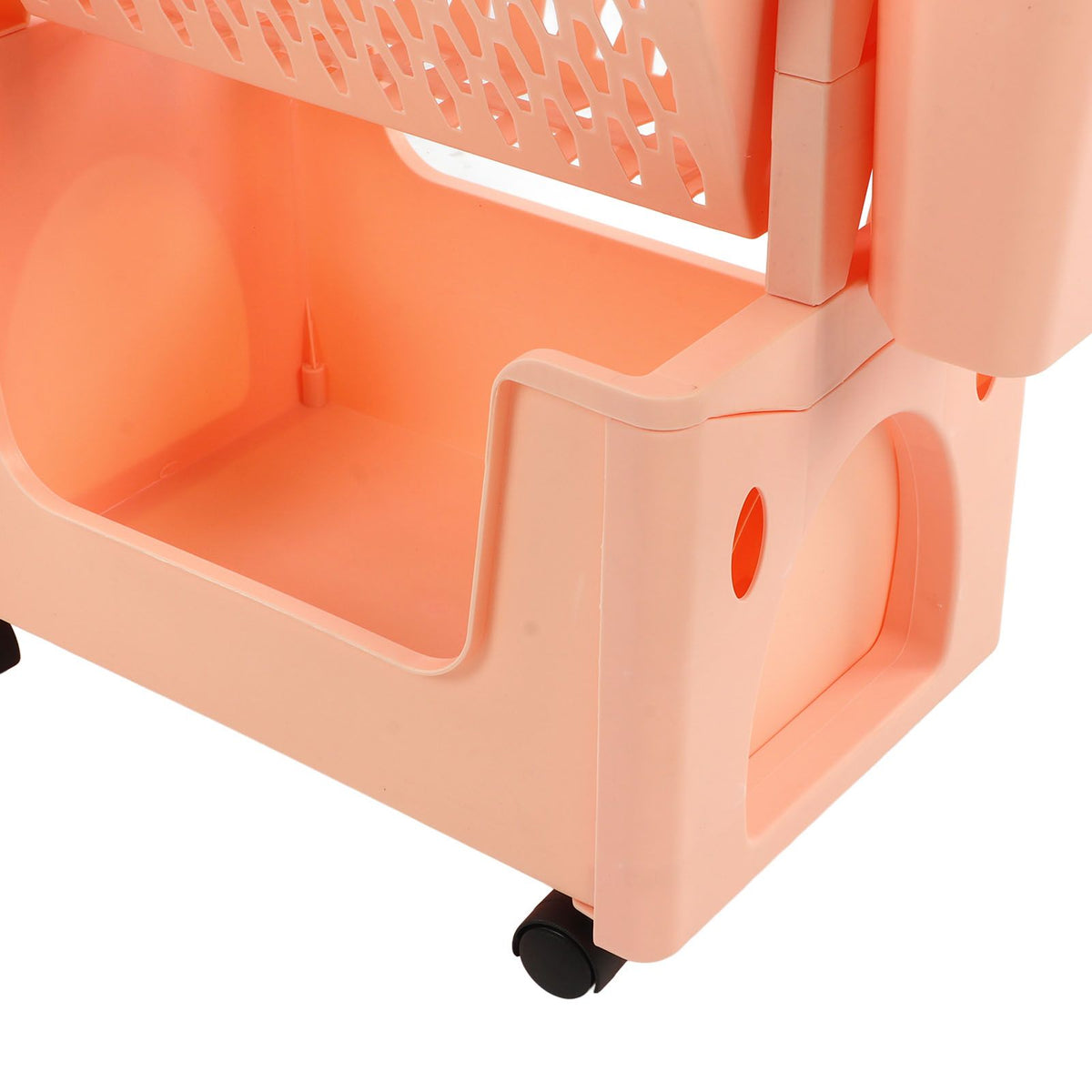 Movable Book Rack Large Capacity 5 Layer Thickened Rollers Multifunctional Movable Bookshelf for Bedroom Living Room Home School Pink