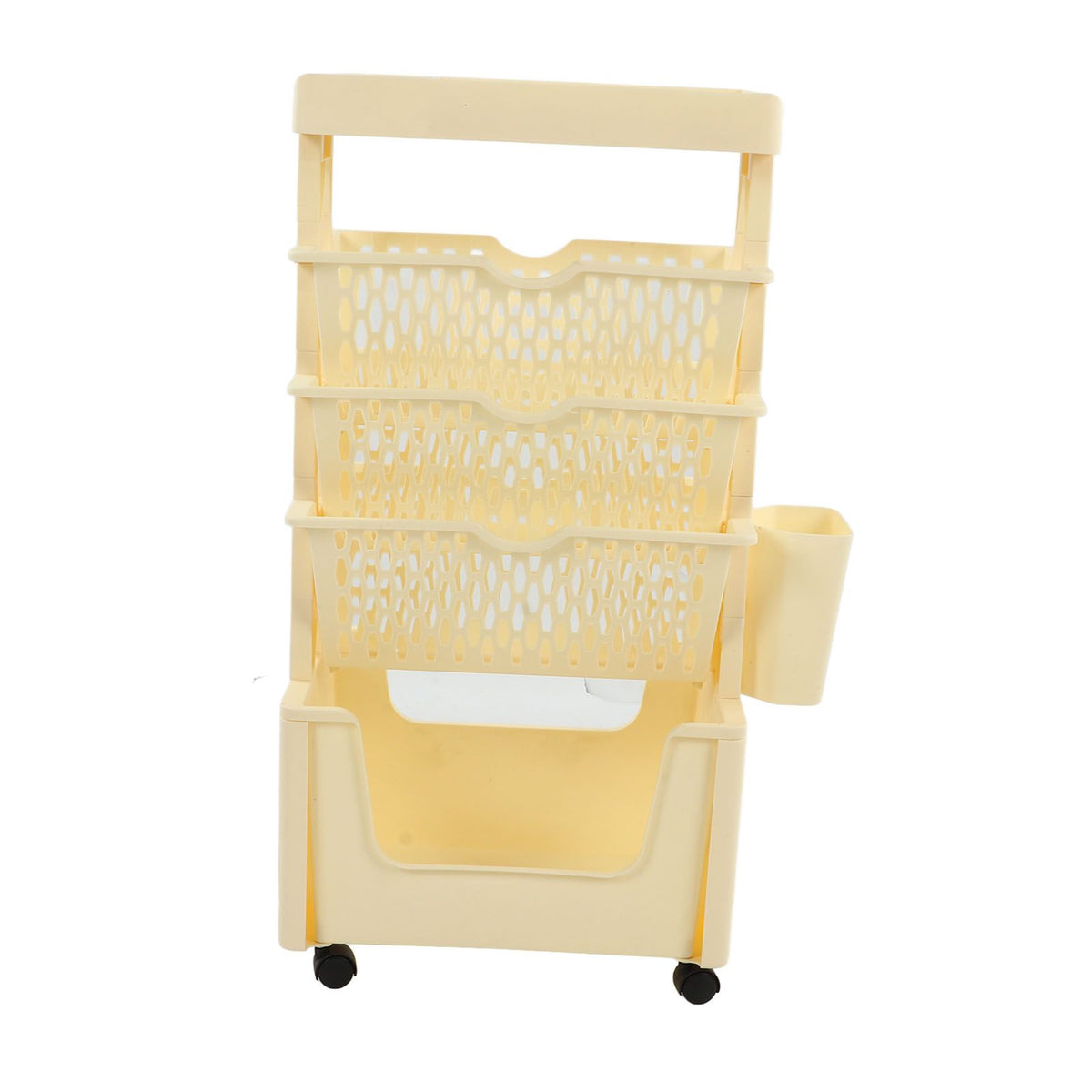 Movable Book Rack Large Capacity 5 Layer Thickened Rollers Multifunctional Movable Bookshelf for Bedroom Living Room Home School Beige