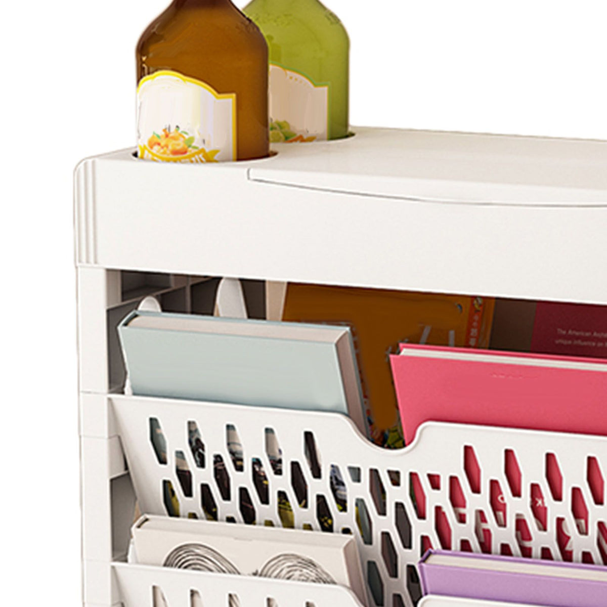 Book Rack Storage Bookshelf Small Storage Bookshelf Bookcase Large Capacity Easy Access for Living Room Bedroom Double Row 2 Layer White