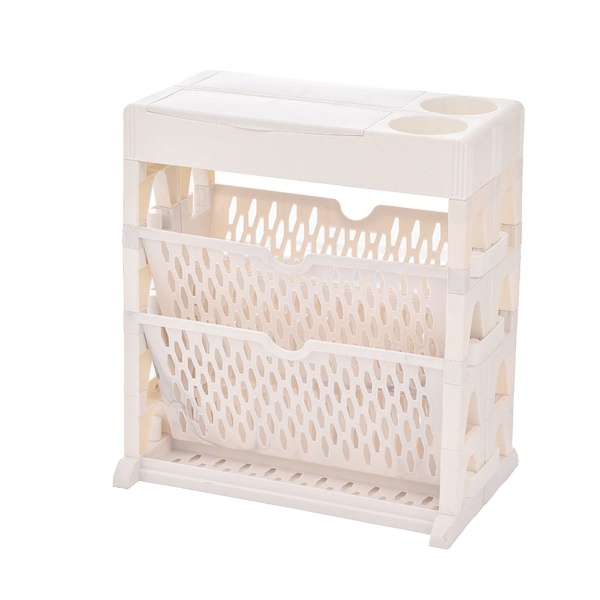 Book Rack Storage Bookshelf Small Storage Bookshelf Bookcase Large Capacity Easy Access for Living Room Bedroom Double Row 2 Layer White