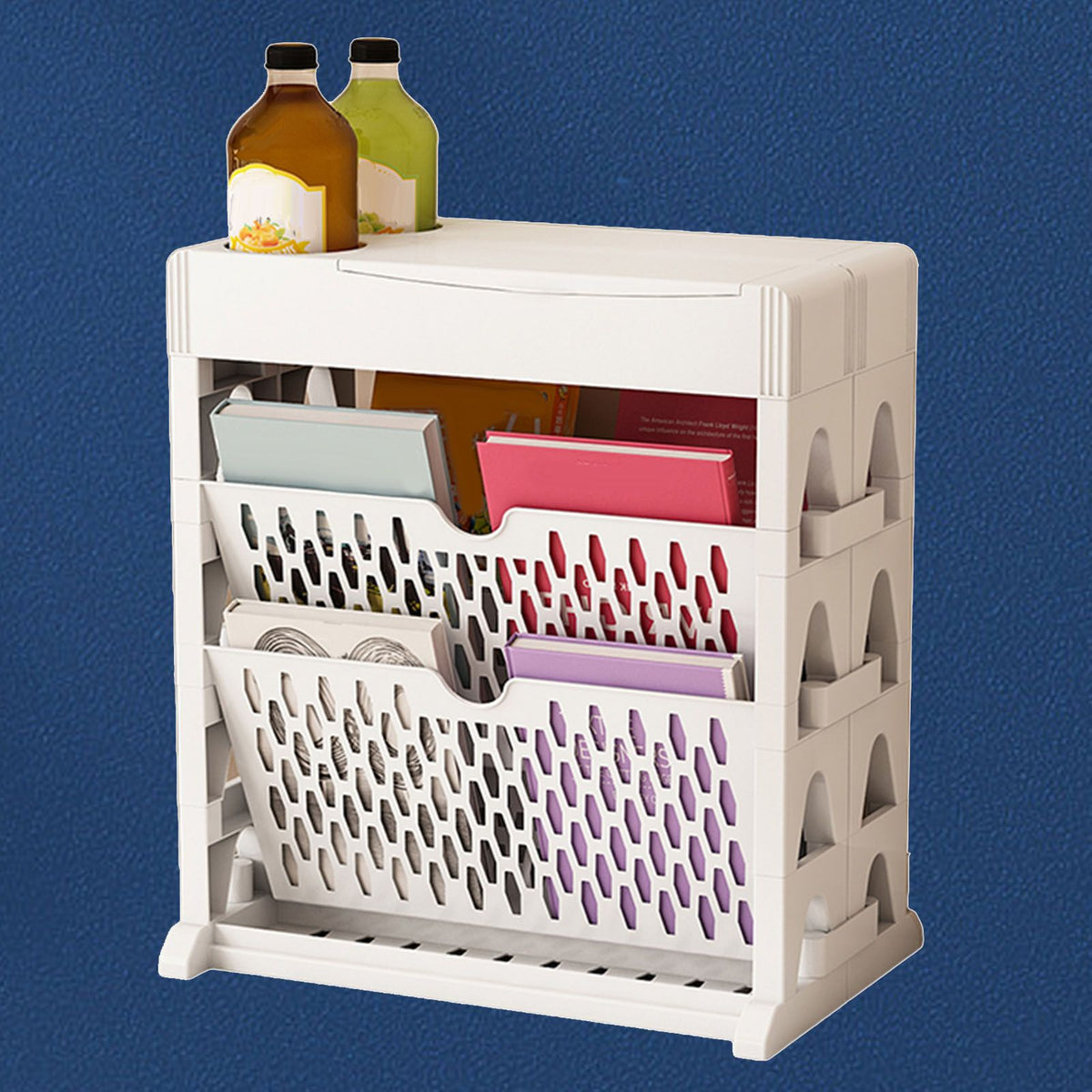 Book Rack Storage Bookshelf Small Storage Bookshelf Bookcase Large Capacity Easy Access for Living Room Bedroom Double Row 2 Layer White